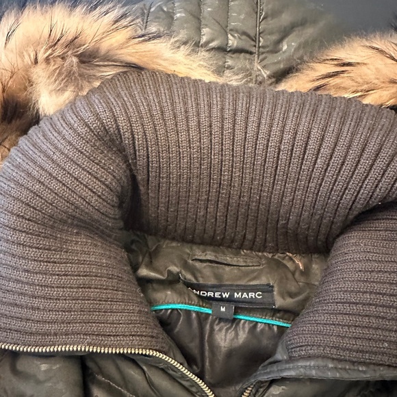 Andrew Marc Womens Green Quilted Down Jacket, Removable Hood - Size Medium - Picture 9 of 10